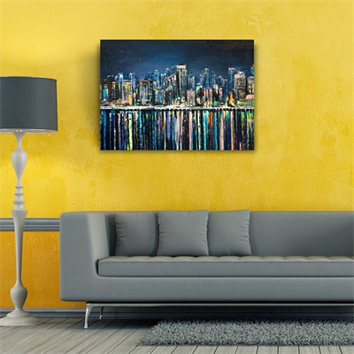 Gökdelenler ve Suya Yansıması Kanvas Tablo 50 x 70