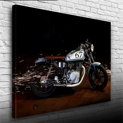 Gri Klasik Naked Motosiklet Kanvas Tablo 50 x 70