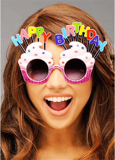 Happy Birthday Yazılı Pembe Fuşya Parti Gözlüğü