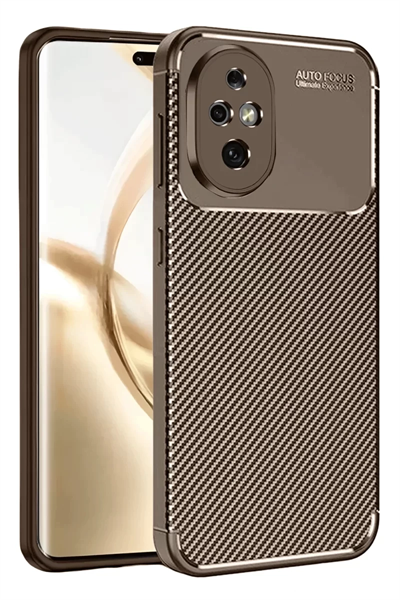 Honor 200 Kılıf Auto Focus Karbon Kapak - Kahverengi