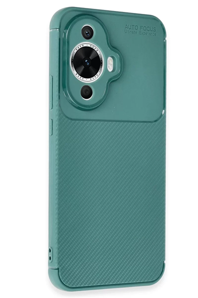 Huawei Nova 12S Kılıf Auto Focus Karbon Kapak - Koyu Yeşil
