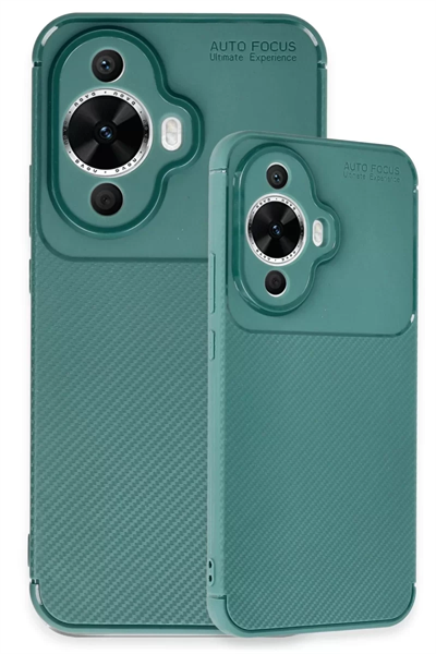 Huawei Nova 12S Kılıf Auto Focus Karbon Kapak - Koyu Yeşil