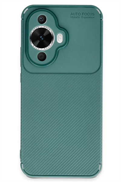 Huawei Nova 12S Kılıf Auto Focus Karbon Kapak - Koyu Yeşil