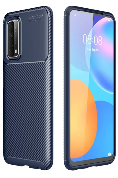 Huawei P Smart 2021 Kılıf Auto Focus Karbon Kapak - Lacivert