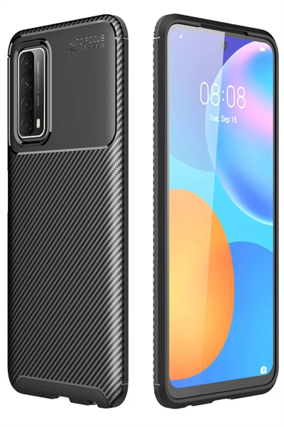 Huawei P Smart 2021 Kılıf Auto Focus Karbon Kapak - Siyah