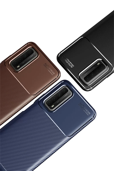Huawei P Smart 2021 Kılıf Auto Focus Karbon Kapak - Siyah