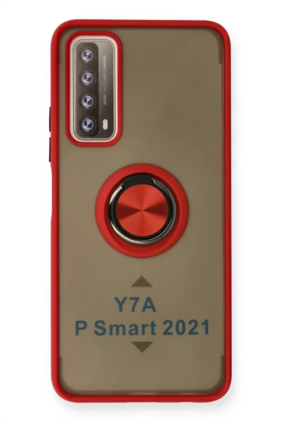 Huawei P Smart 2021 Kılıf Montreal Yüzüklü Silikon Kapak - Kırmızı