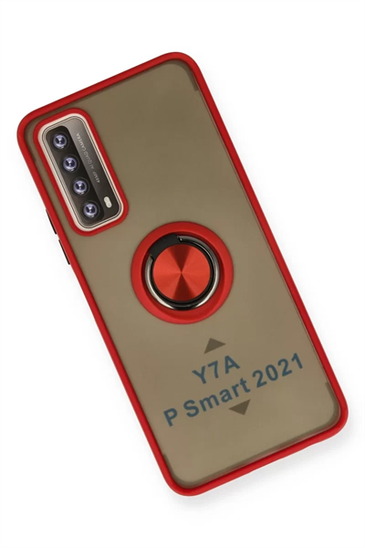 Huawei P Smart 2021 Kılıf Montreal Yüzüklü Silikon Kapak - Kırmızı