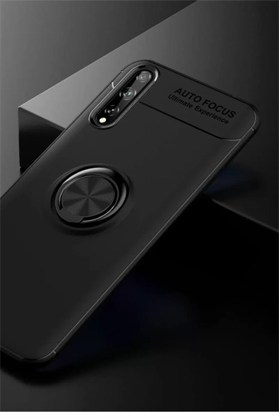 Huawei P Smart S Kılıf Range Yüzüklü Silikon - Siyah