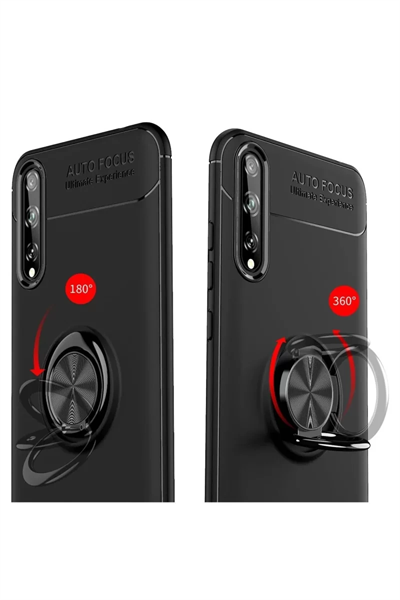 Huawei P Smart S Kılıf Range Yüzüklü Silikon - Siyah