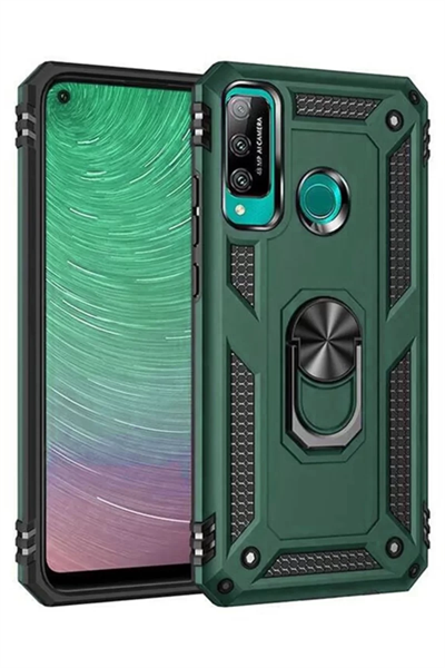 Huawei P40 Lite E Kılıf Sofya Yüzüklü Silikon Kapak - Yeşil