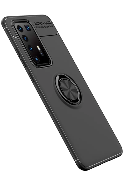 Huawei P40 Pro Kılıf Range Yüzüklü Silikon - Siyah