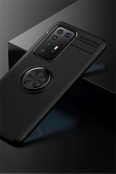 Huawei P40 Pro Kılıf Range Yüzüklü Silikon - Siyah