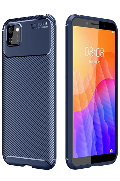 Huawei Y5P Kılıf Auto Focus Karbon Kapak - Lacivert