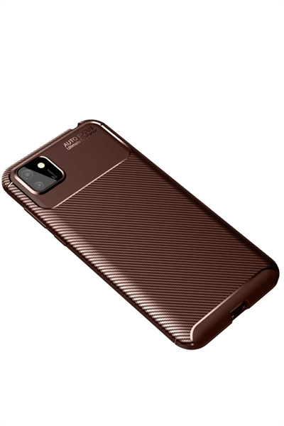 Huawei Y5P Kılıf Auto Focus Karbon Kapak - Kahverengi