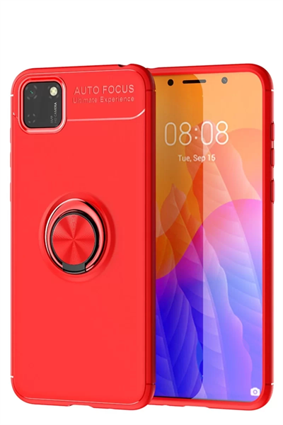 Huawei Y5P Kılıf Range Yüzüklü Silikon - Kırmızı