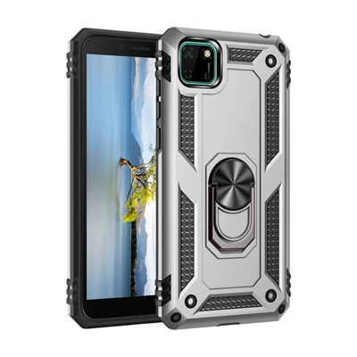 Huawei Y5P Kılıf Sofya Yüzüklü Silikon Kapak - Gümüş