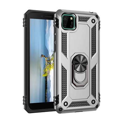 Huawei Y5P Kılıf Sofya Yüzüklü Silikon Kapak - Gümüş