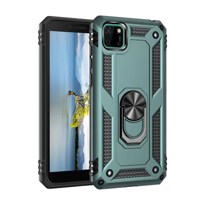 Huawei Y5P Kılıf Sofya Yüzüklü Silikon Kapak - Yeşil