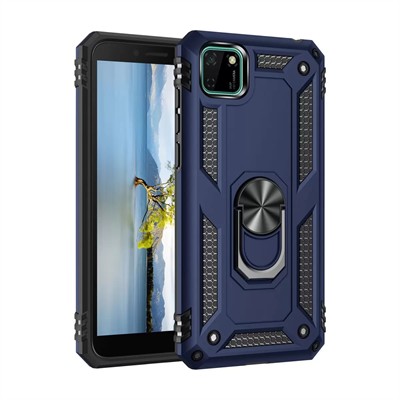 Huawei Y5P Kılıf Sofya Yüzüklü Silikon Kapak - Lacivert