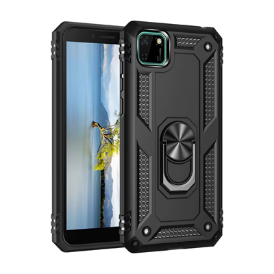 Huawei Y5P Kılıf Sofya Yüzüklü Silikon Kapak - Siyah