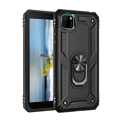 Huawei Y5P Kılıf Sofya Yüzüklü Silikon Kapak - Siyah