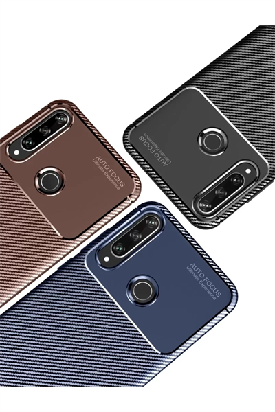Huawei Y6P Kılıf Auto Focus Karbon Kapak - Siyah