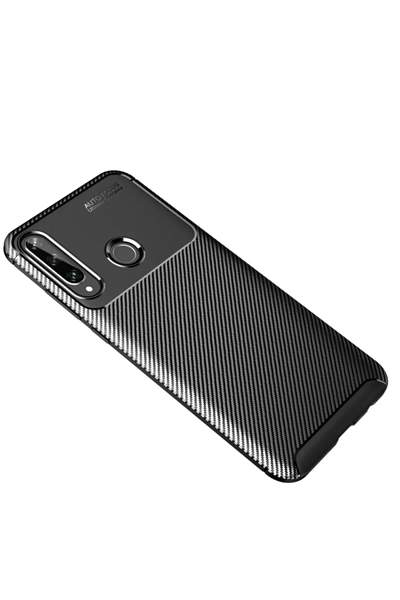 Huawei Y6P Kılıf Auto Focus Karbon Kapak - Siyah