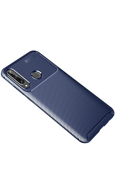Huawei Y6P Kılıf Auto Focus Karbon Kapak - Lacivert