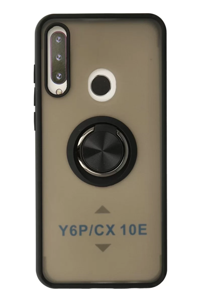 Huawei Y6P Kılıf Montreal Yüzüklü Silikon Kapak - Siyah