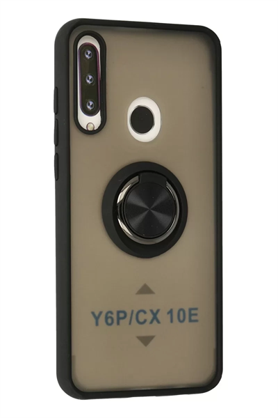 Huawei Y6P Kılıf Montreal Yüzüklü Silikon Kapak - Siyah