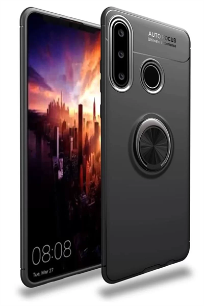 Huawei Y6P Kılıf Range Yüzüklü Silikon - Siyah