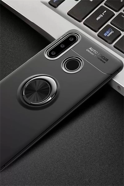 Huawei Y6P Kılıf Range Yüzüklü Silikon - Siyah