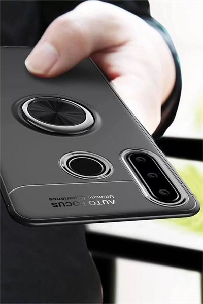 Huawei Y6P Kılıf Range Yüzüklü Silikon - Siyah