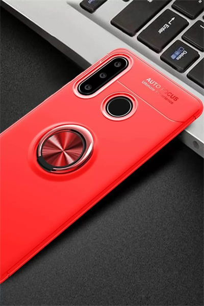 Huawei Y6P Kılıf Range Yüzüklü Silikon - Kırmızı