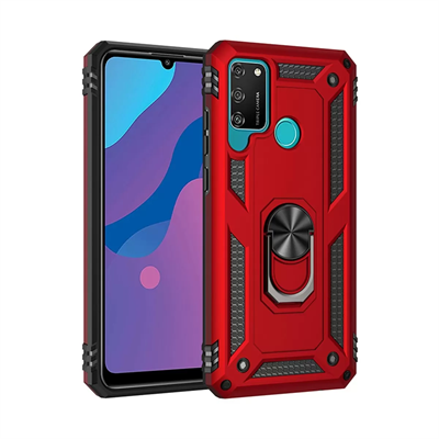 Huawei Y6P Kılıf Sofya Yüzüklü Silikon Kapak - Kırmızı