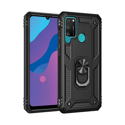 Huawei Y6P Kılıf Sofya Yüzüklü Silikon Kapak - Siyah