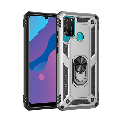 Huawei Y6P Kılıf Sofya Yüzüklü Silikon Kapak - Gümüş