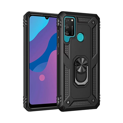Huawei Y6P Kılıf Sofya Yüzüklü Silikon Kapak - Siyah