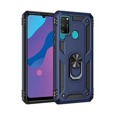 Huawei Y6P Kılıf Sofya Yüzüklü Silikon Kapak - Lacivert