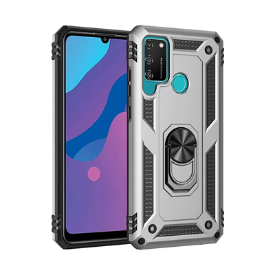 Huawei Y6P Kılıf Sofya Yüzüklü Silikon Kapak - Gümüş