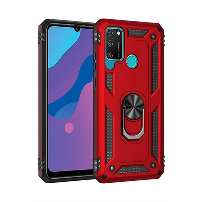 Huawei Y6P Kılıf Sofya Yüzüklü Silikon Kapak - Kırmızı