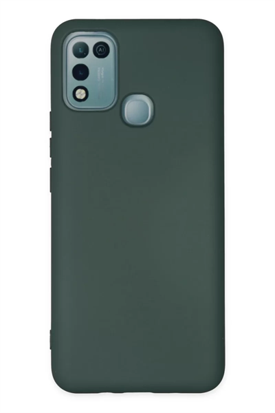 İnfinix Hot 10 Play Kılıf Nano içi Kadife Silikon - Koyu Yeşil