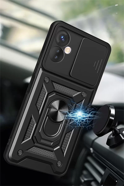İnfinix Hot 30 5G Kılıf Pars Lens Yüzüklü Silikon - Gold