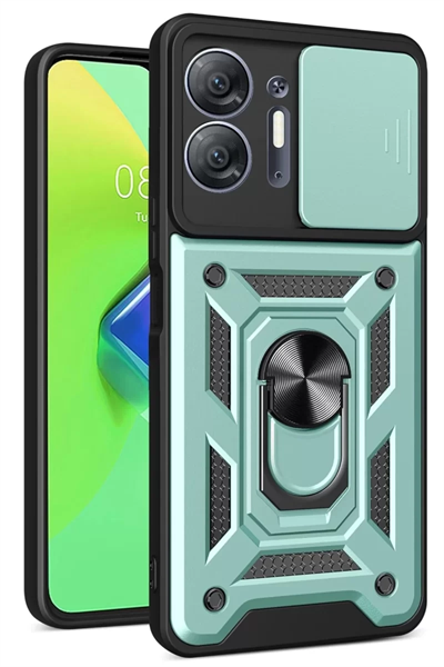 İnfinix Hot 30 5G Kılıf Pars Lens Yüzüklü Silikon - Yeşil