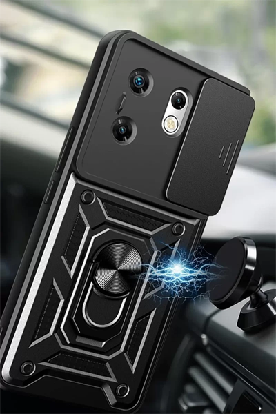 İnfinix Zero 30 4G Kılıf Pars Lens Yüzüklü Silikon - Kırmızı