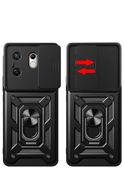 İnfinix Zero 30 4G Kılıf Pars Lens Yüzüklü Silikon - Siyah