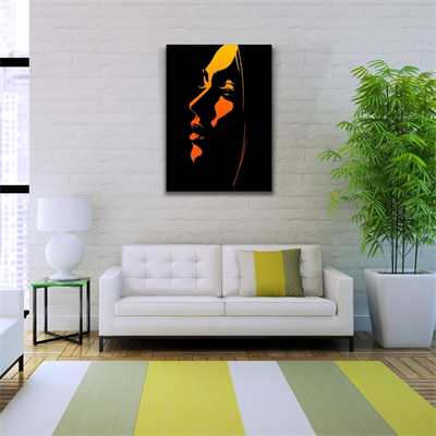 Kadın Silueti, Siyah Turuncu Tonlarda, Kanvas Tablo 50 x 70