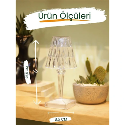 Kristal Abajur LED Kumandalı Ve Dokunmatik Masa Lambası