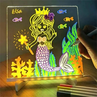 LED Aydınlatmalı Yazı ve Çizim Tahtası - Küçük Boy 20x20 cm